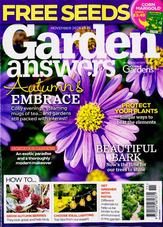 Garden Answers Magazine November 2026 + Free Corn Marigold Seeds